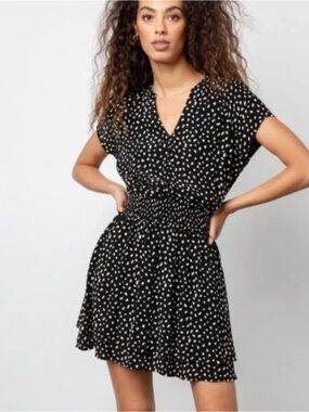 RAILS black ivory spots Karla printed smocked waist dress
